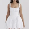 Le Puff White Cotton Tulle Mini Dress