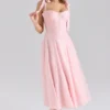 Leia Pink Chiffon Tie Strap Midi Dress