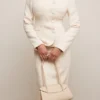 Lena Cream Boucle Pencil Midi Skirt