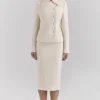 Lena Cream Boucle Pencil Midi Skirt