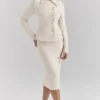 Lena Cream Boucle Pencil Midi Skirt