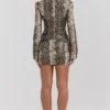 Lena Snake Print Vegan Leather Skirt
