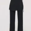 Leona Black Sateen Trousers with Over Skirt