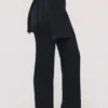 Leona Black Sateen Trousers with Over Skirt