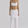 Leona White Sateen Trousers with Over Skirt
