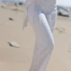 Leona White Sateen Trousers with Over Skirt