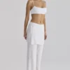Leona White Sateen Trousers with Over Skirt