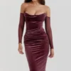 Leora Mulberry Strapless Midi Dress
