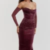 Leora Mulberry Strapless Midi Dress
