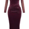 Leora Mulberry Strapless Midi Dress