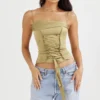 Letitia Olive Satin Lace Up Corset