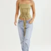 Letitia Olive Satin Lace Up Corset