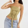Letitia Olive Satin Lace Up Corset