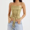 Letitia Olive Satin Lace Up Corset