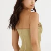 Letitia Olive Satin Lace Up Corset
