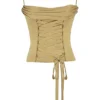 Letitia Olive Satin Lace Up Corset