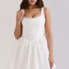 Letitia White Stretch Cotton Mini Dress