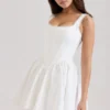 Letitia White Stretch Cotton Mini Dress