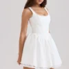Letitia White Stretch Cotton Mini Dress