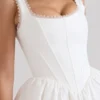 Letitia White Stretch Cotton Mini Dress
