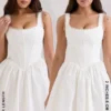 Letitia White Stretch Cotton Mini Dress