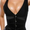 Lia Black Satin Waist Cinch Corset Top