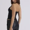 Lia Black Satin Waist Cinch Corset Top