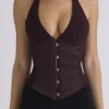 Lia Chocolat Satin Waist Cinch Corset Top