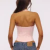 Lia Pink Satin Halter Neck Corset Top