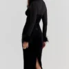 Lianna Black Velvet Midi Dress