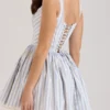 Liesl Blue Striped Pintucked Mini Dress