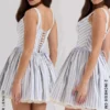 Liesl Blue Striped Pintucked Mini Dress
