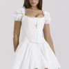 Lili White Cotton Detachable Corset Mini Dress
