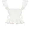 Lilibet White Embroidered Cotton Peplum Corset Top