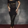 Lilla Black Openwork Knit Midi Dress