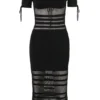Lilla Black Openwork Knit Midi Dress