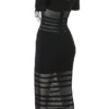 Lilla Black Openwork Knit Midi Dress