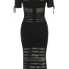 Lilla Black Openwork Knit Midi Dress