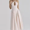 Lilli Blush Peek-a-Boo Keyhole Cotton Midi Dress