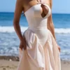 Lilli Blush Peek-a-Boo Keyhole Cotton Midi Dress