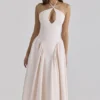 Lilli Blush Peek-a-Boo Keyhole Cotton Midi Dress