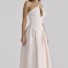 Lilli Blush Peek-a-Boo Keyhole Cotton Midi Dress