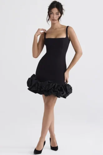 Lilou Black Ruffle Hem Dress