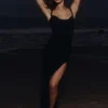 Lini Black Mesh Maxi Dress