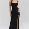Lini Black Mesh Maxi Dress