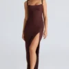 Lini Burgundy Stretch Mesh Maxi Dress