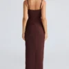 Lini Burgundy Stretch Mesh Maxi Dress
