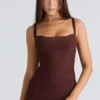 Lini Burgundy Stretch Mesh Maxi Dress