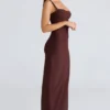 Lini Burgundy Stretch Mesh Maxi Dress