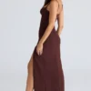 Lini Burgundy Stretch Mesh Maxi Dress